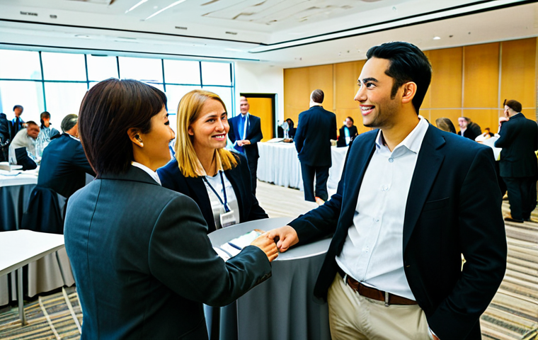 Networking at a Conference**

"A diverse group of professionals networking at a pharmaceutical conference, engaging in conversation around high-top tables, fully clothed in professional attire, modern conference hall background, warm lighting, friendly atmosphere, safe for work, appropriate content, perfect anatomy, correct proportions, professional, high quality."

**