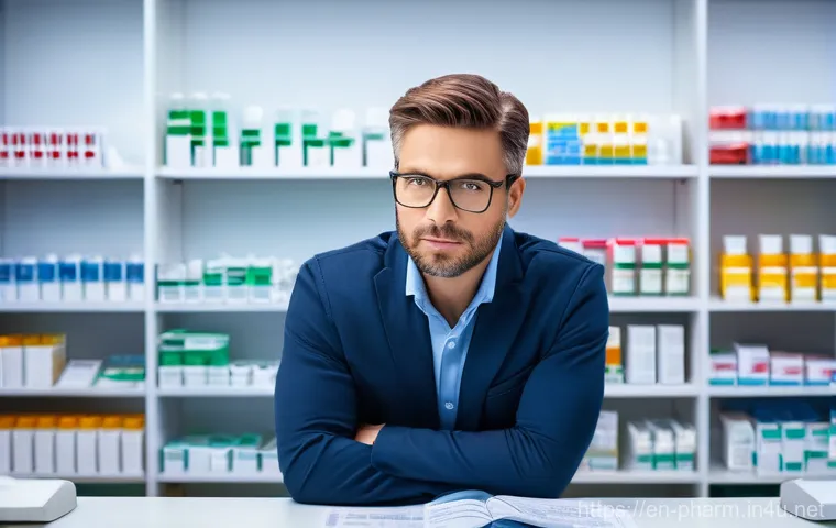 약사 약국 인수 시 고려할 점 - **Prompt: Diligent Pharmacy Owner Analyzing Financials**
    "A confident male or female pharmacy ow...