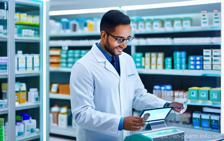 약사 약국 인수 시 고려할 점 - **Prompt: Welcoming Community Pharmacy Team and Patient Interaction**
    "A bright, inviting, and b...