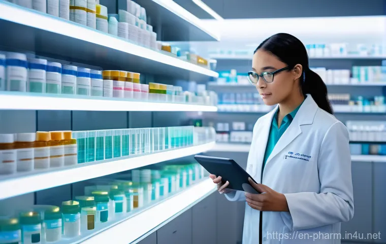 약사 약국 운영 트렌드 - Image Prompt 1: The AI-Powered Pharmacy of Tomorrow**