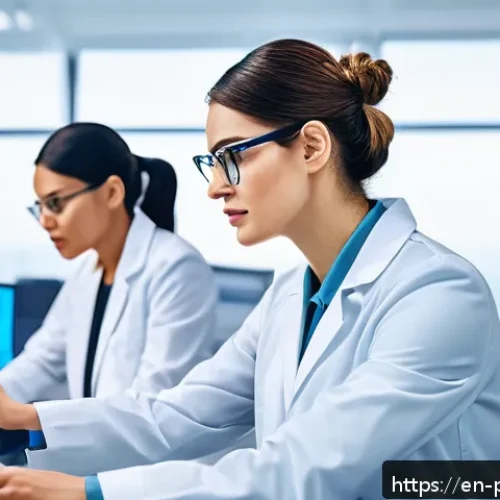 Home 30 약사 약물 연구에서의 데이터 품질 - A modern pharmaceutical laboratory setting with diverse professionals collaborating around advanced ...